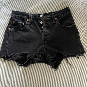 Levi's Black Frayed Jean Shorts